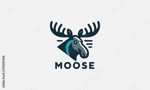 head moose vector illustration logo flat design