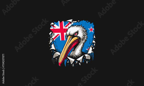 head pelican and flag australia vector artwork design
