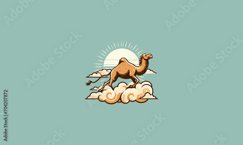 camel on cloud vector illustration logo design