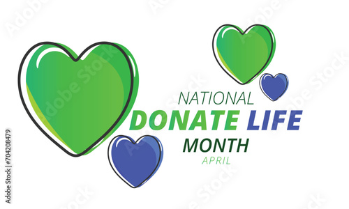 National Donate Life Month. background, banner, card, poster, template. Vector illustration.