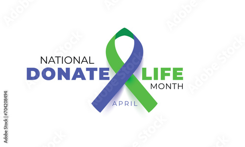 National Donate Life Month. background, banner, card, poster, template. Vector illustration.