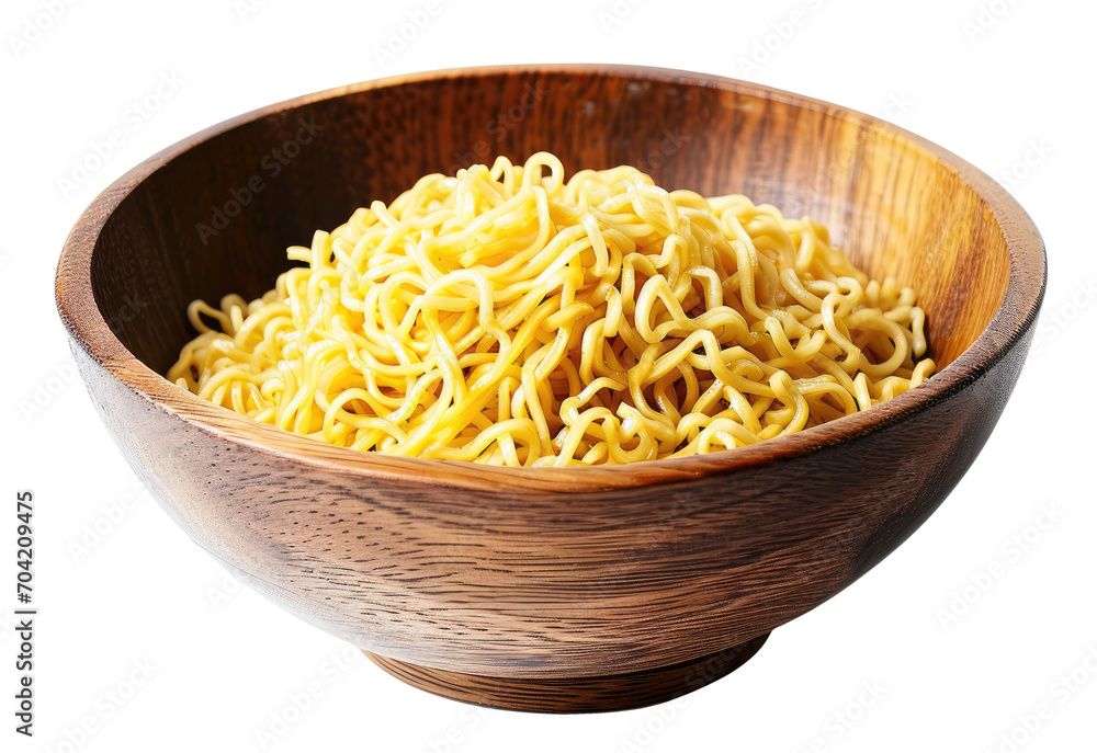 Wooden bowl with noodles isolated on transparent background, Asian cuisine Wooden bowl with noodles isolated on transparent background, Asian cuisine