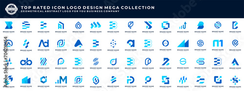 Abstract monogram letter logos collection. Geometric abstract logos icon design template