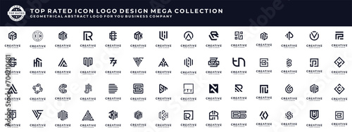 Abstract monogram letter logos collection. Geometric abstract logos icon design
