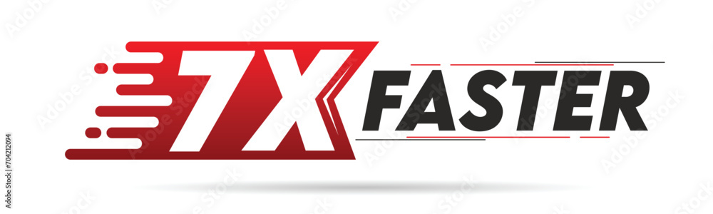 7X faster red and black letter isolated on a white background. Vector illustration. 7X faster red and black letter isolated on a white background. Vector illustration.