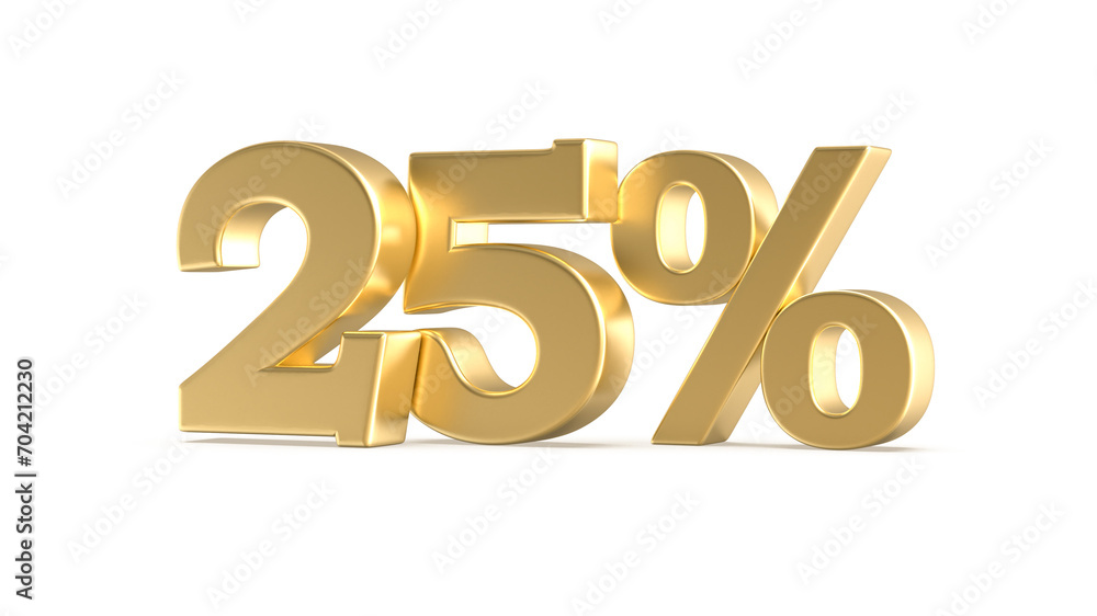25 Percent Gold Number 3D Rendering 25 Percent Gold Number 3D Rendering