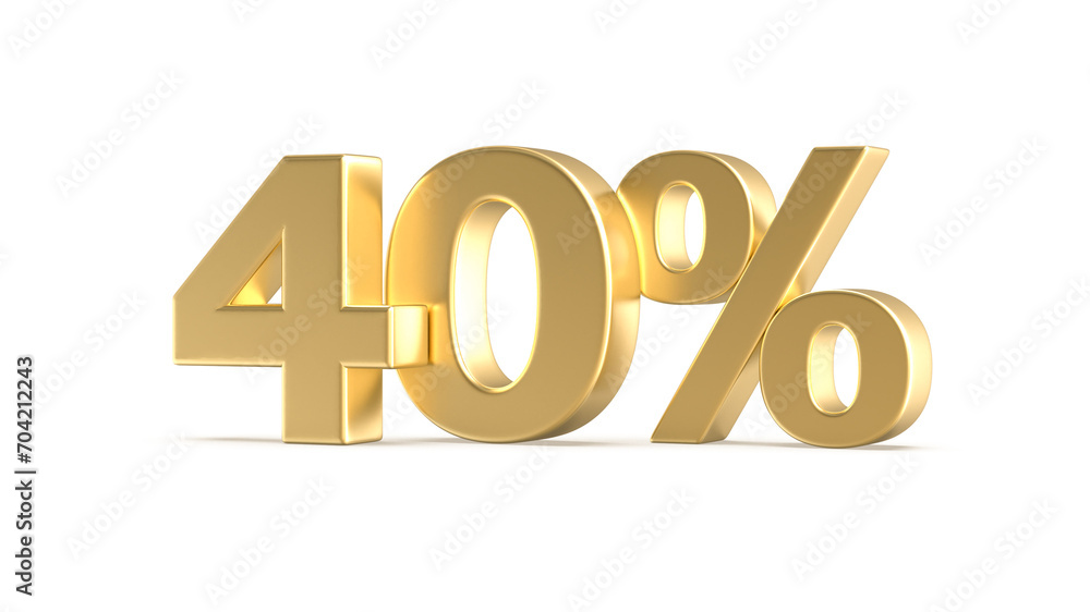 40 Percent Gold Number 3D Rendering