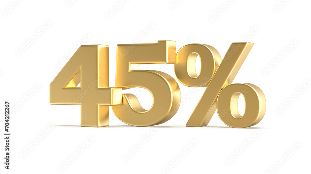 45 Percent Gold Number 3D Rendering
