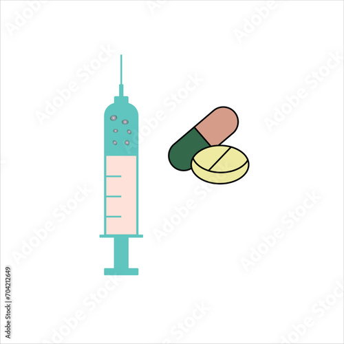 vaccination color icon with capsule illustrations