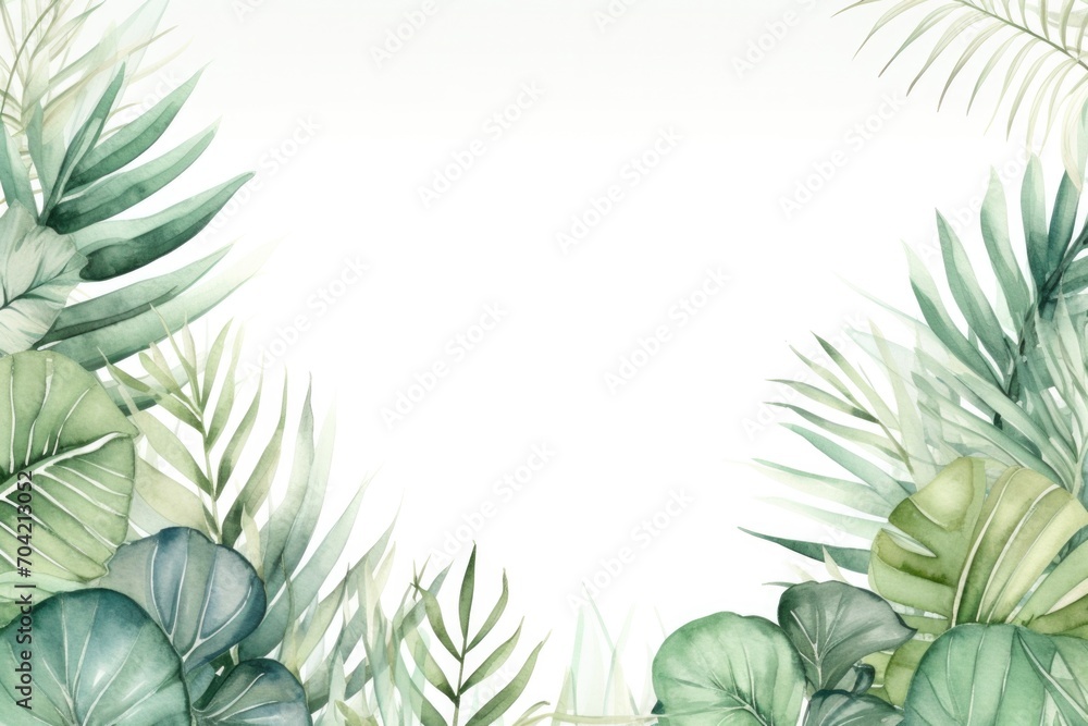 Obraz premium tropical leaves green palm and tropical leaves, in the style of matte drawing