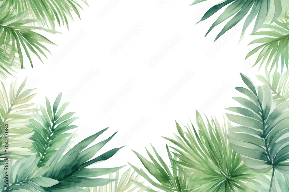 tropical leaves green palm and tropical leaves, in the style of matte drawing - obrazy, fototapety, plakaty 