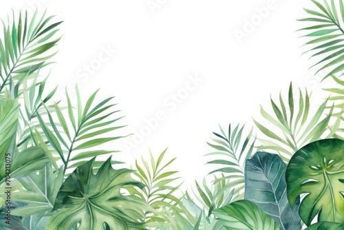 tropical leaves green palm and tropical leaves  in the style of matte drawing