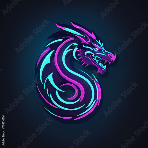 Wallpaper Mural dragon on a black, dragon head tattoo, dragon design, dragon head design, dragon neon or chinese zodiac year of the dragon, chinese new year, chinese new year, logo iconic dragon, circel logo dragon Torontodigital.ca