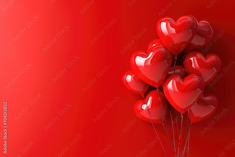 Creative Valentine's Day background with heart-shaped balloon shadows, horizontal and copy-space ready
