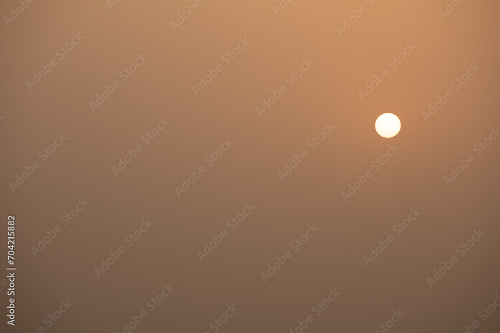 Roofji Mountain, Lu'an City, Anhui Province - The sun in the orange sky