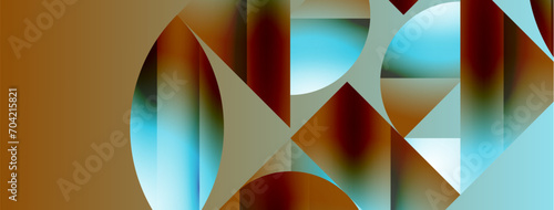 Serene gradient template. Circles and triangles mingle in minimalist perfection. Gentle fusion of forms and hues creates balanced yet captivating backdrop, embodying modern sophistication