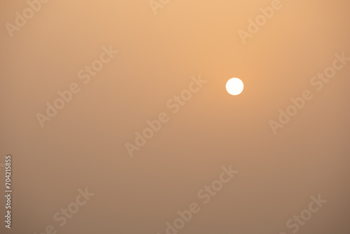 Roofji Mountain, Lu'an City, Anhui Province - The sun in the orange sky