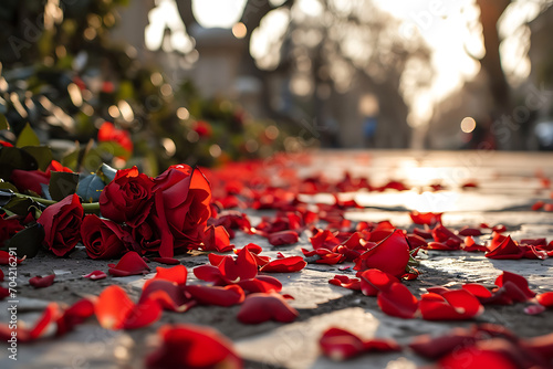 Pétalos de rosas con fondo para escribir un mensaje 