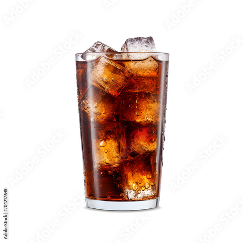 Cola drink with ice isolated
