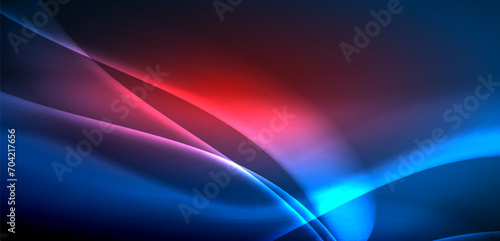 Dynamic waves in ethereal glow of neon lights. Concept merges fluidity of motion with vibrant allure of neon, crafting entrancing backdrop that embodies both vitality and futuristic sophistication