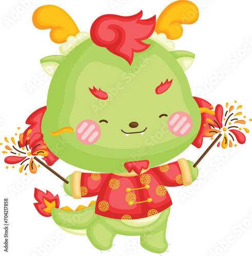 a vector of a cute dragon celebrating Chinese New Year 