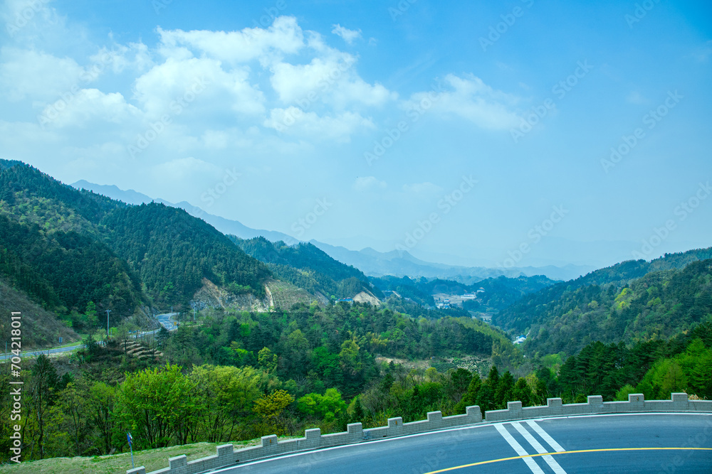 Martin Highway, Lu'an City, Anhui Province - winding mountain scenery against the blue sky