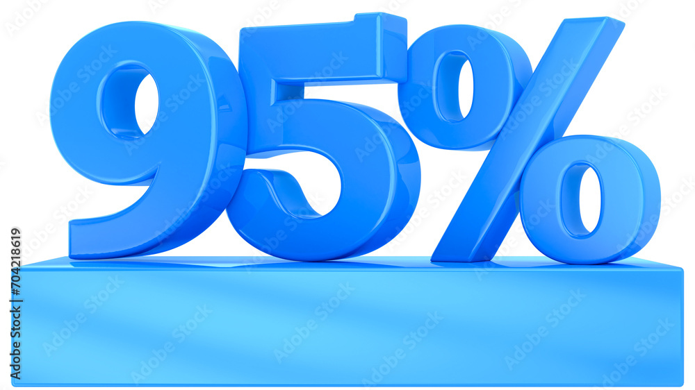 95 Percent Blue Number 3D Rendering 95 Percent Blue Number 3D Rendering