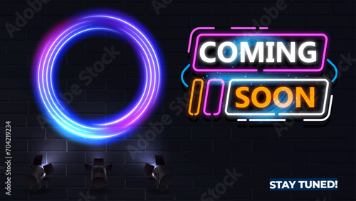 Futuristic Coming Soon Banner with Circular Brilliance and Modern Typography