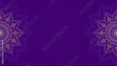 Celestial Orchid Radiance Of Luxurious Mandala Lines and Patterns Horizontal Vector Background photo