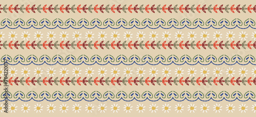 Beautiful Embroidery Ethnic vintage pattern on fabric, embellishing the neckline, decorat the skirt, boho Ethnic embroidery. The sweet, beautiful botanica embroidery. ฺฺBeautiful Ethnic fabric carpet.