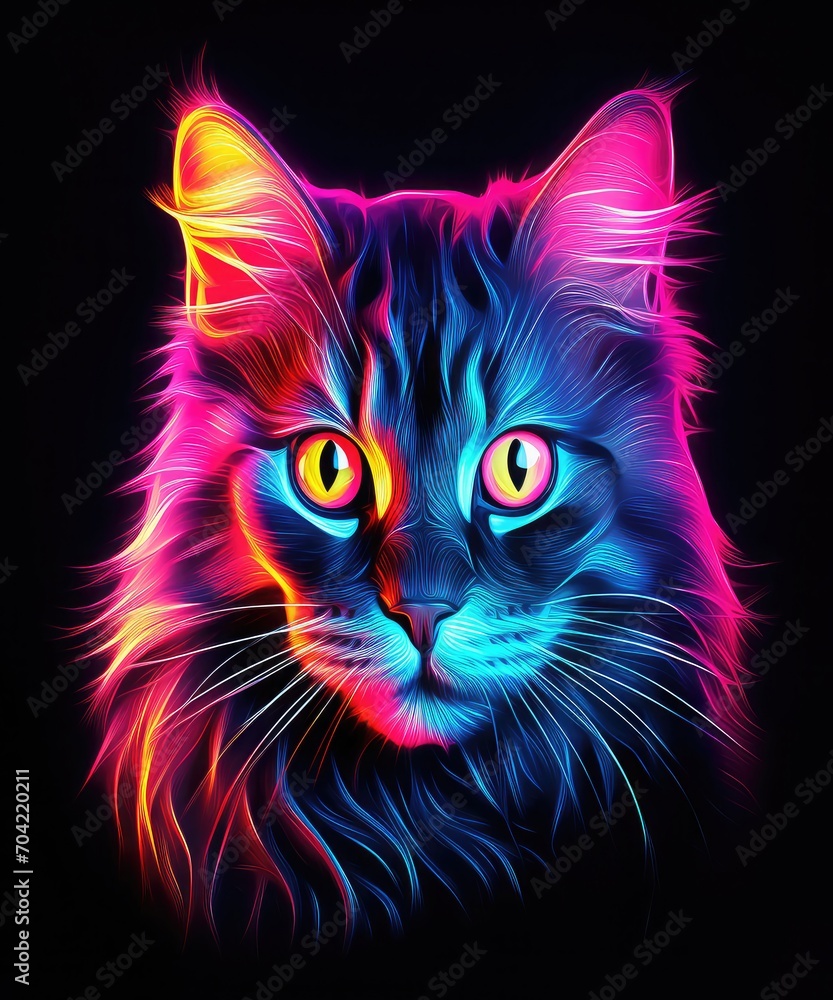 Neon Cat Pet Neon Tiger Funny