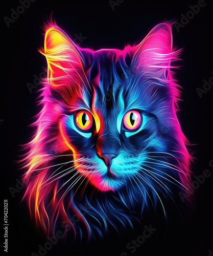 Neon Cat Pet Neon Tiger Funny