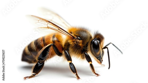 Bee isolated on white background. Close up of honeybee  © buraratn