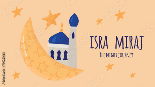 Hand drawn vector flat isra miraj illustration  background card poster