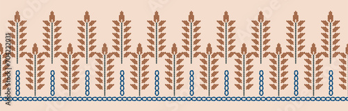 Ethnic Rice grain Embroidery pattern. Leaf motif stitching pattern on fabric, embellishing the neckline, decorat the skirt, adorning sleeves with  embroidery. The sweet, beautiful Ethnic embroidery.