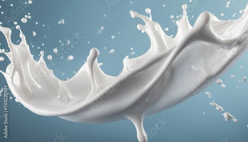 Milk splash on blue background. 3d rendering  3d illustration.