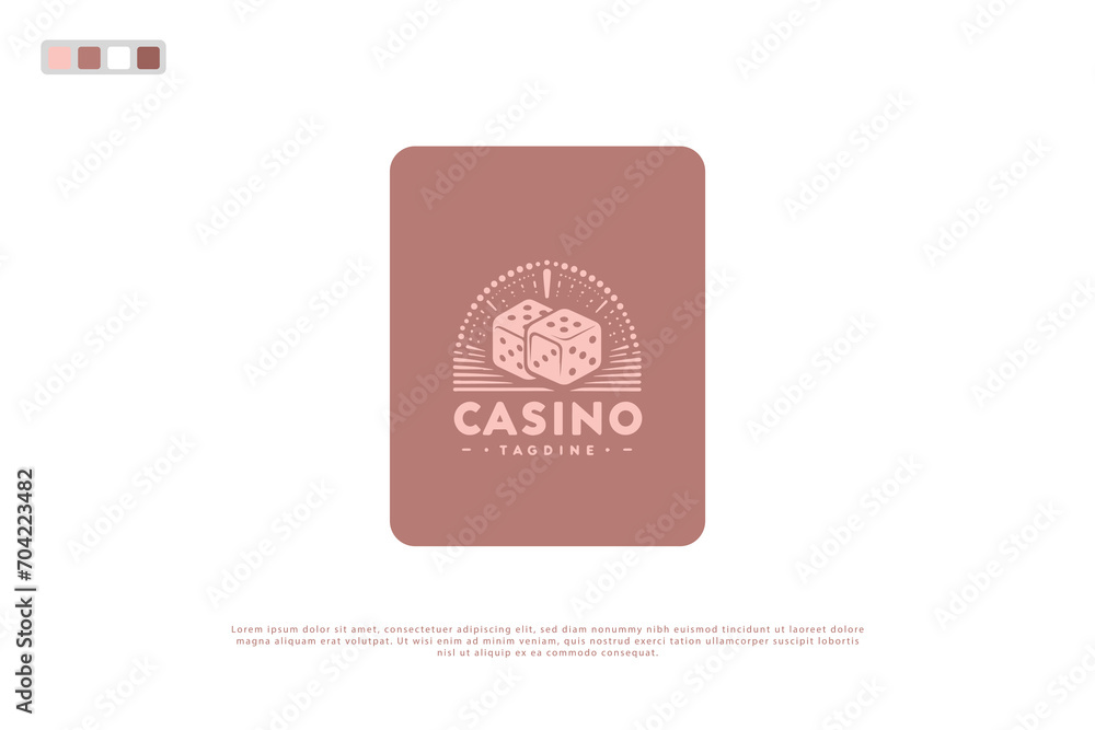 Casino logo design in flat hand drawn minimal retro style editable vector 