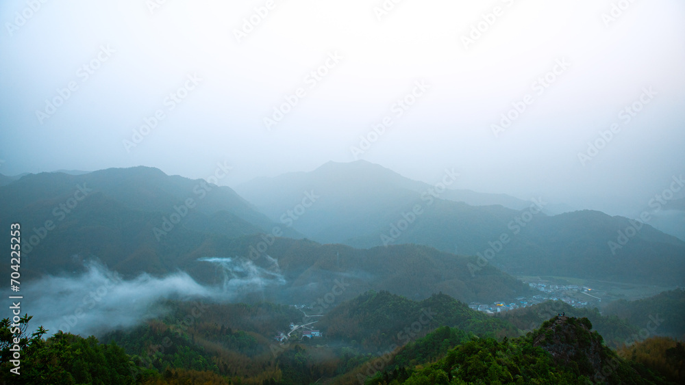 Roofji Mountain, Lu'an City, Anhui Province - the view of the mountain to the sky in foggy weather