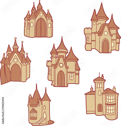 Aesthetic beach sand castle palace building stickers, planner stickers, diary stickers, scrapbook stickers