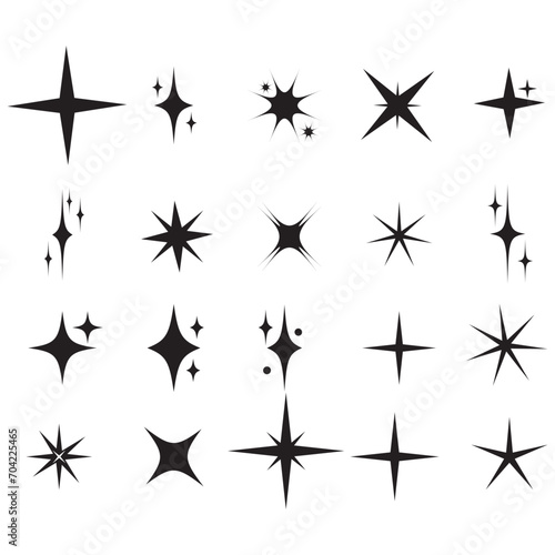 Sparkles symbols vector. The set of original vector stars sparkle icon. Bright firework, decoration twinkle, shiny flash. Glowing light effect stars and bursts collection. Black illustration 111