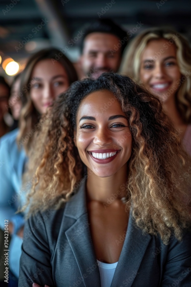 African american woman smiling during a meeting