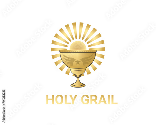 golden holy grail with sunrise