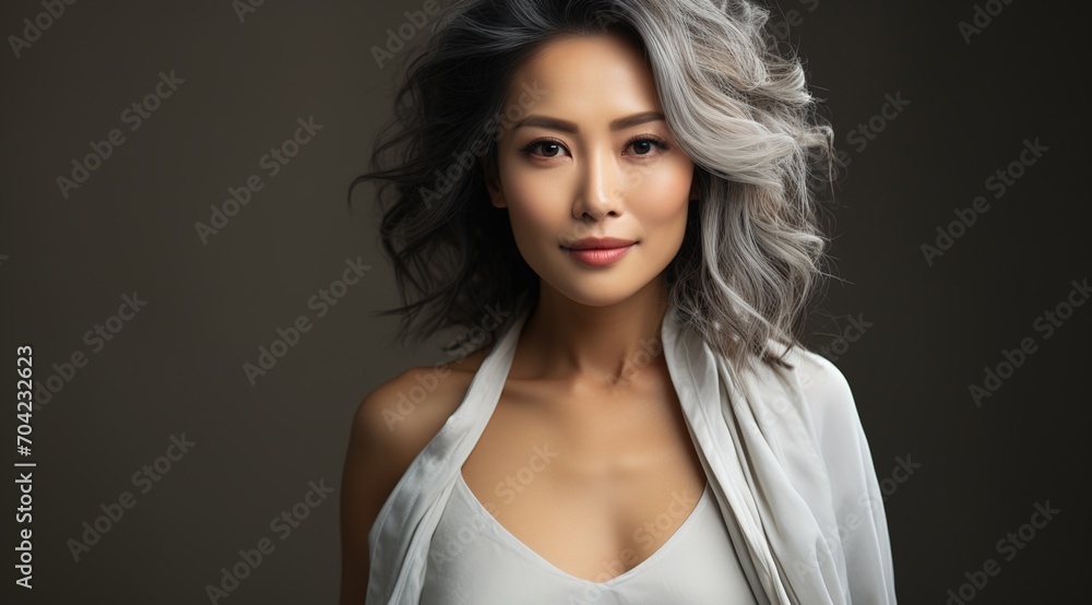 custom made wallpaper toronto digitalElegant Asian woman with gray hair