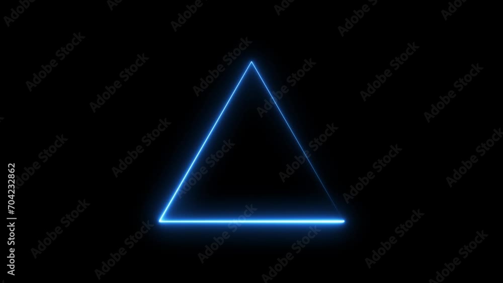 Neon glowing triangle loop animated on black background motion graphic ...