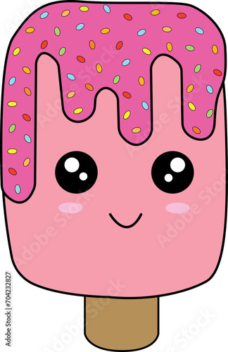 cute pink cartoon ice cream