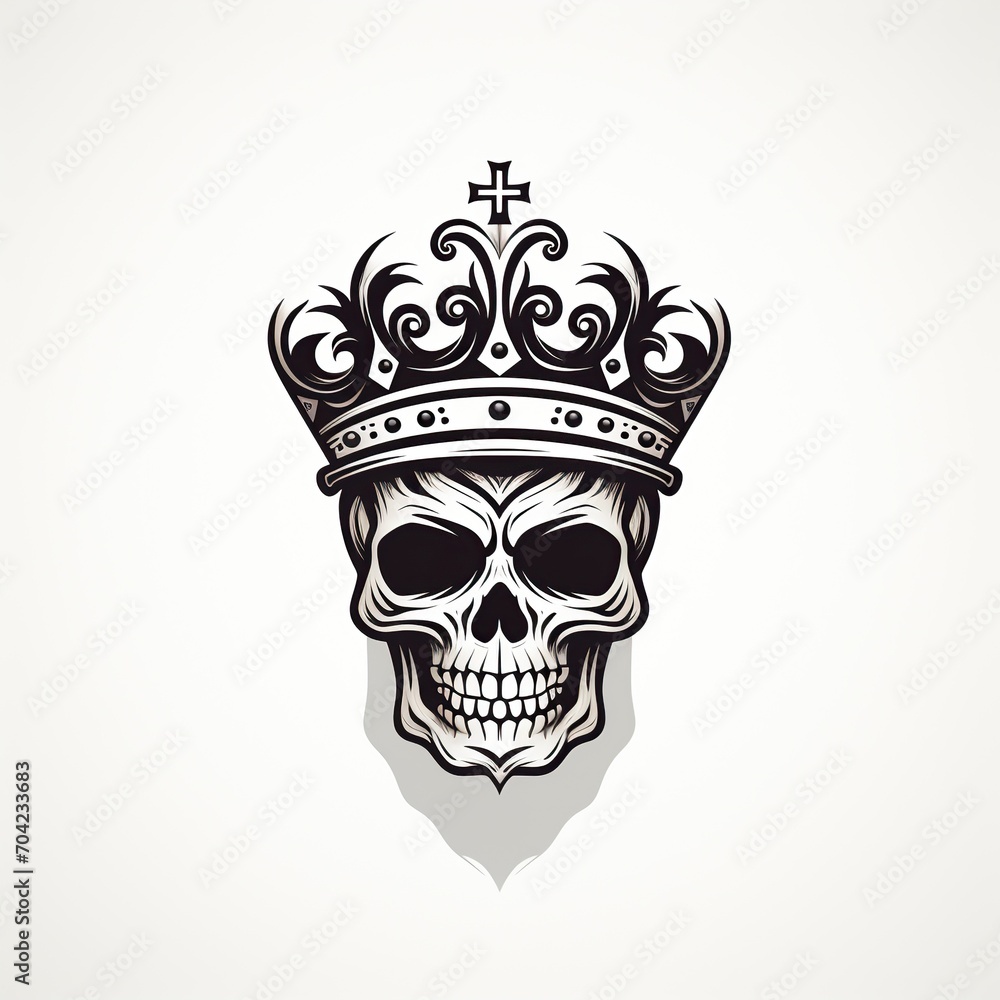 minimalistic logo emblem symbol with black skull king in a crown on a white isolated background minimalistic logo emblem symbol with black skull king in a crown on a white isolated background