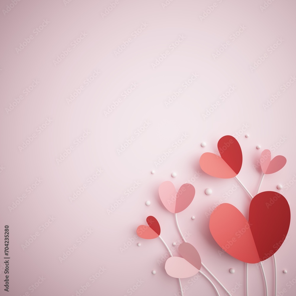 valentine day 3D illustration. red design background. celebration decoration love art. happy colour ideas. invitation card. pastel greeting holiday. cute heart gift craft. romantic abstract emotion.