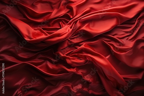 Red crumpled silk fabric