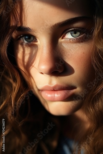 Wallpaper Mural Portrait of a young woman with green eyes and curly hair Torontodigital.ca