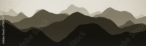 cute orange hills peaks in the dark time digitally made backdrop illustration
